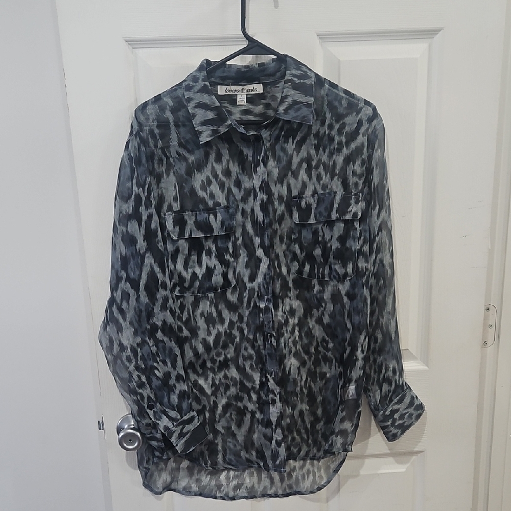 Lovera & Friends Black and Gray Patterned Women's Shirt Size Small